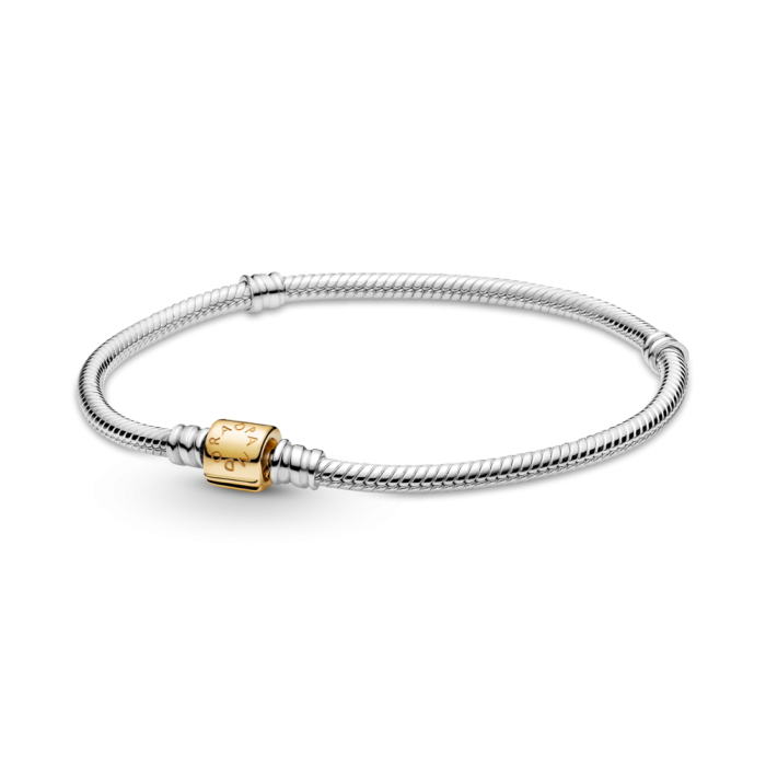 Pandora Moments Two-tone Barrel Clasp Snake Chain Bracelet
